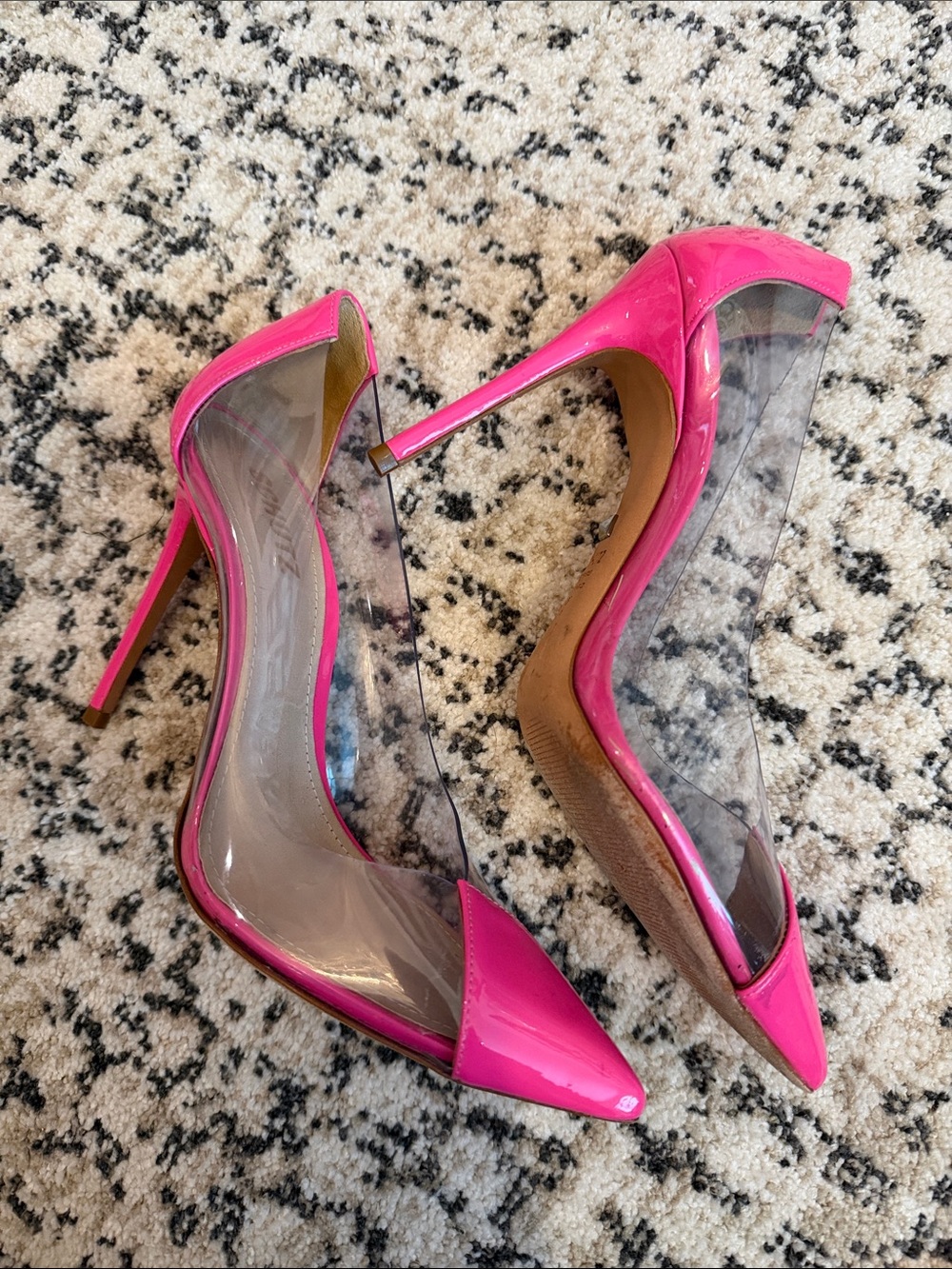 Schutz Women's Pink Pointed-Toe PVC Stiletto Pumps - Picture 2 of 5